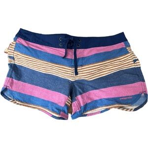 NWOT PATAGONIA 5" Wavefarer Board Shorts Fitz Stripe Pink/Navy Size 10